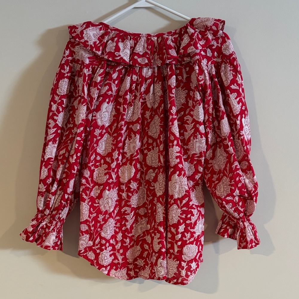 Mille Charlie Top- Red Zinnia Floral Print - Picture 6 of 8